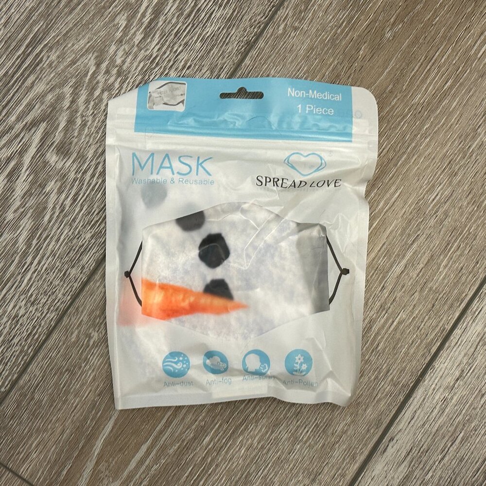 NEW But Opened Spread Love Snowman Face Mask